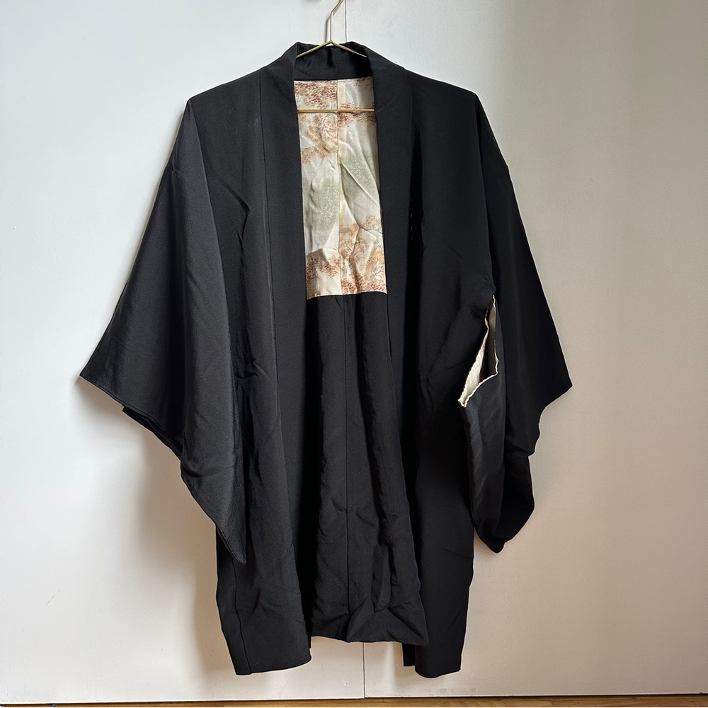 Vintage Black authentic Japanese Haori Kimono